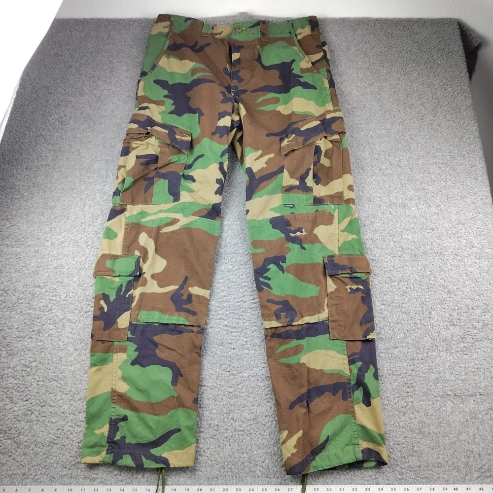 Tru-Spec Military Cargo Pants Woodland Camo BDU Medium Long Grunge Paratrooper